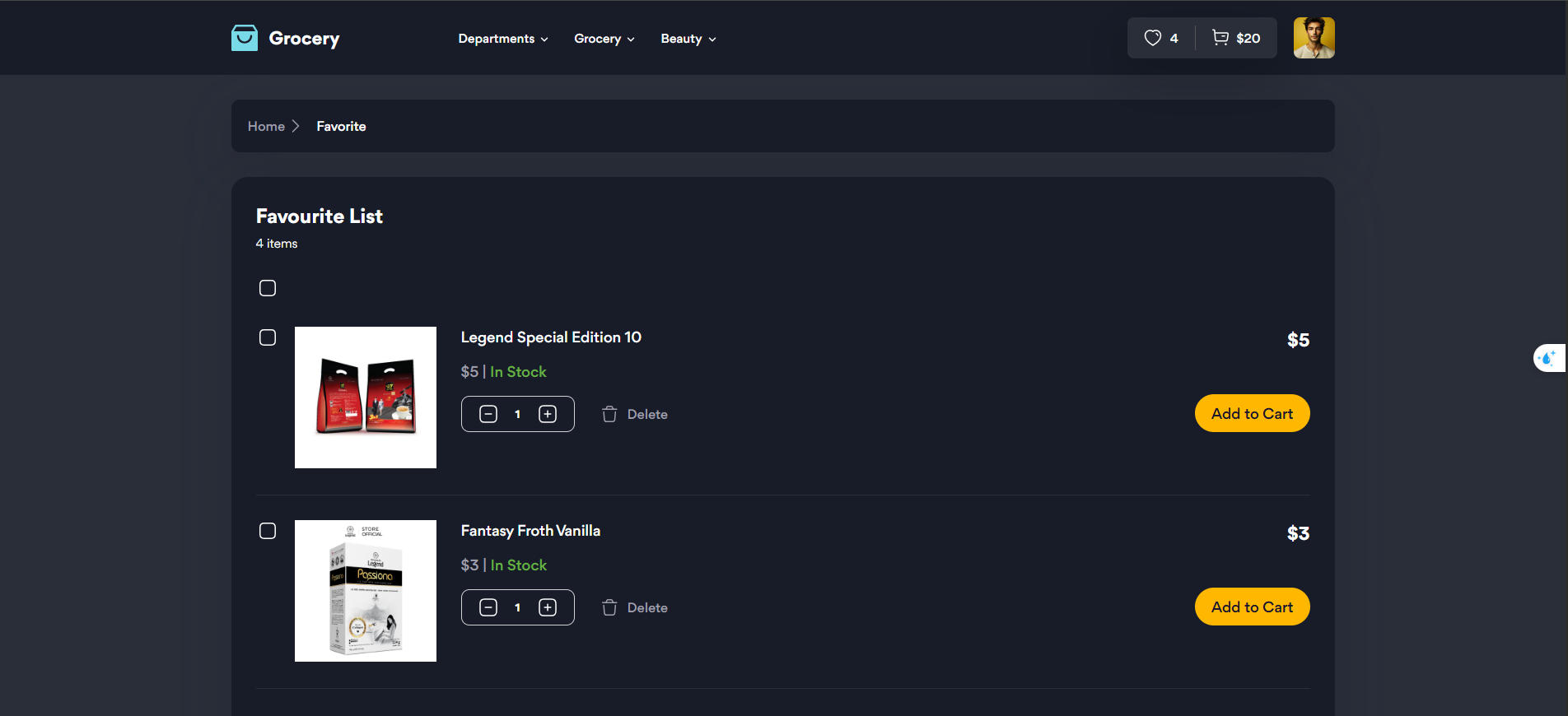 Shopping Cart Dark Mode
