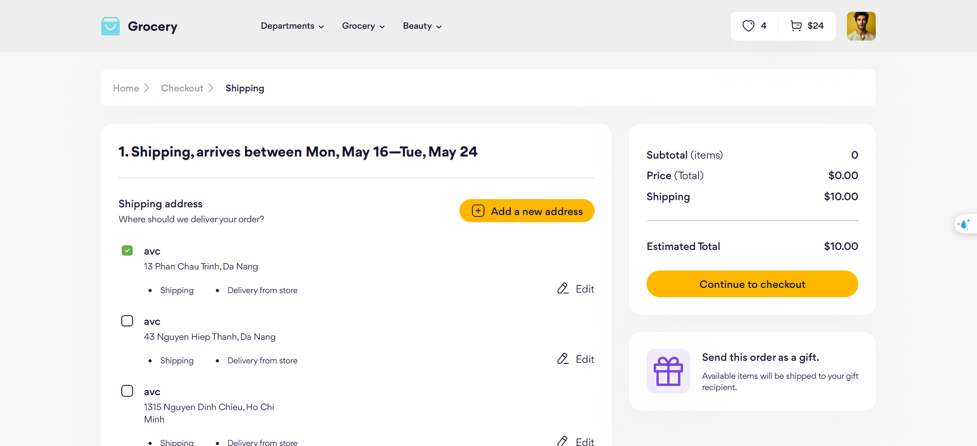 Checkout Address Light Mode