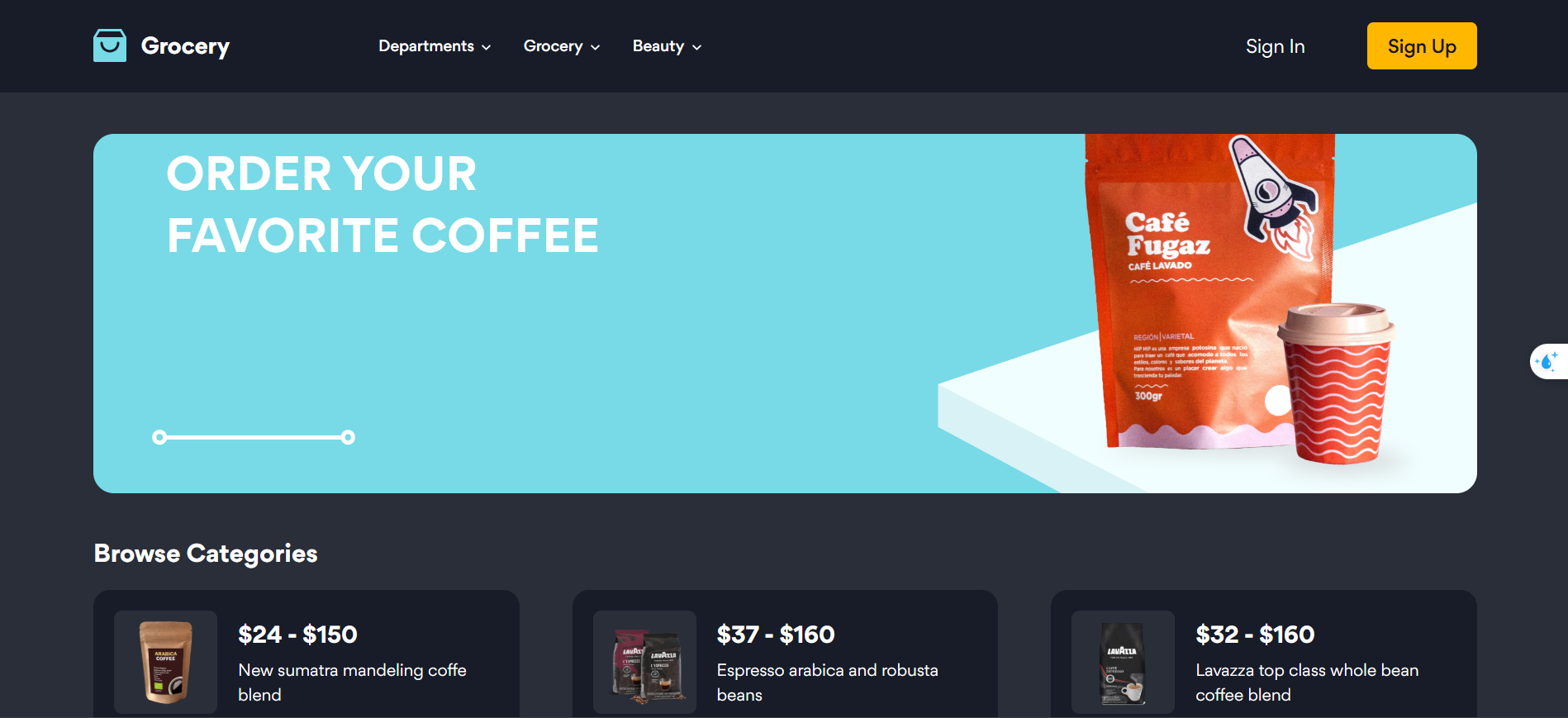 Coffee Shop Homepage Dark Mode