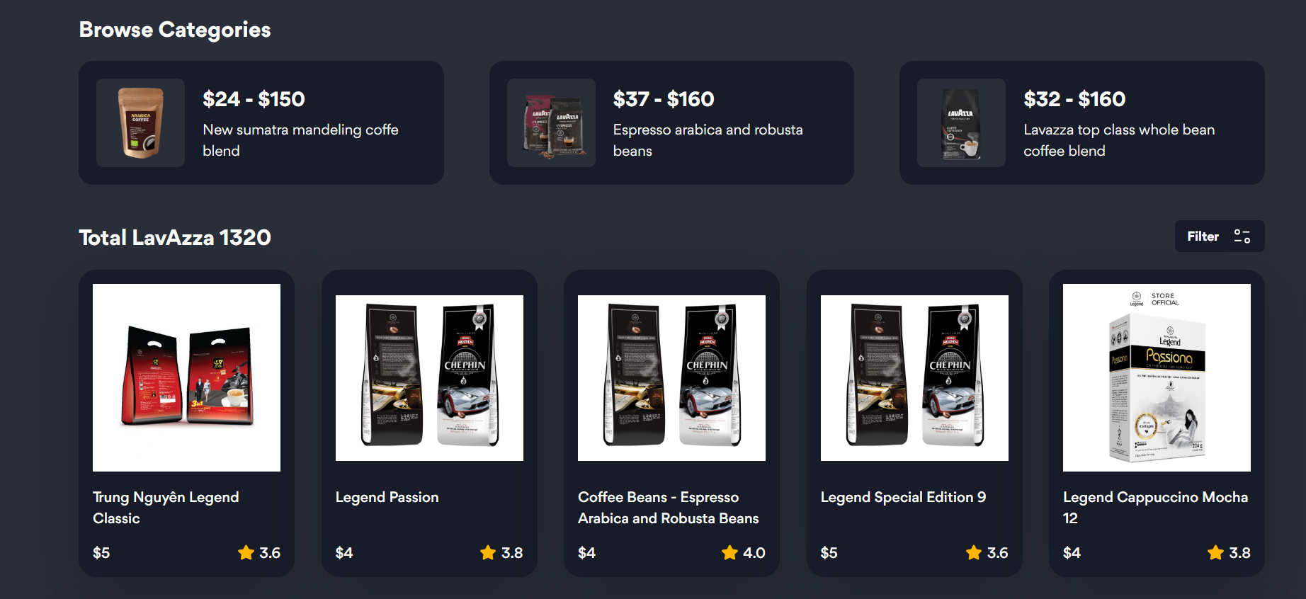 Product List Dark Mode